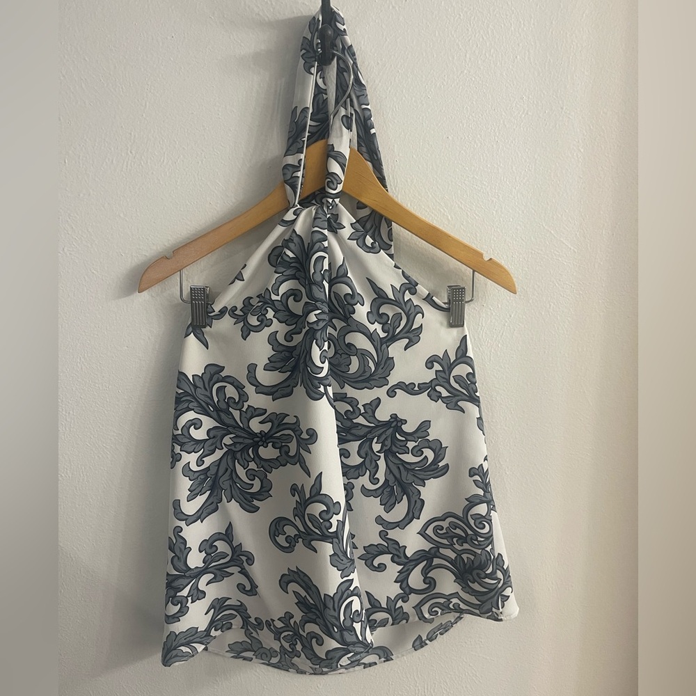 TYCHE | Elegant Women's Halter Top - Blue and White